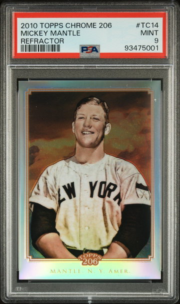 2010 TOPPS MICKEY MANTLE CHROME 206 REFRACTOR #TC14 PSA 9  BS.B3.16