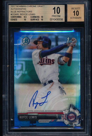 Royce Lewis 2017 Bowman Chrome Draft Blue Auto RC /150 BGS 10/10