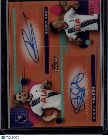 2026 Topps Finest Premier League Finest Partnerships Harry Kane Heung-Min Son #FP-KS Orange Refractor /25
