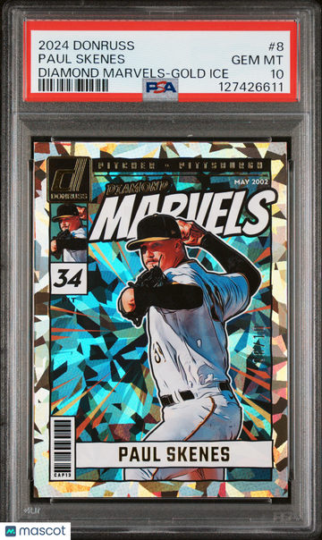 2024 Panini Donruss Diamond Marvels Paul Skenes #8 Gold Ice /10 PSA 10