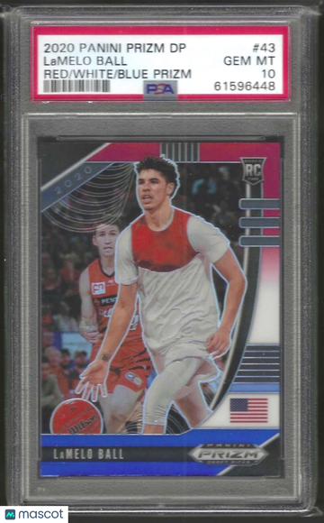 2020 Panini Prizm Draft Picks Lamelo Ball #43 Red White Blue PSA 10