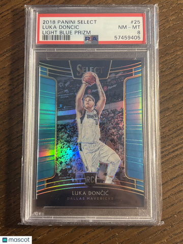 2018 Panini Select Luka Doncic #25 Light Blue Prizm /299 Concourse Rookie RC PSA 8