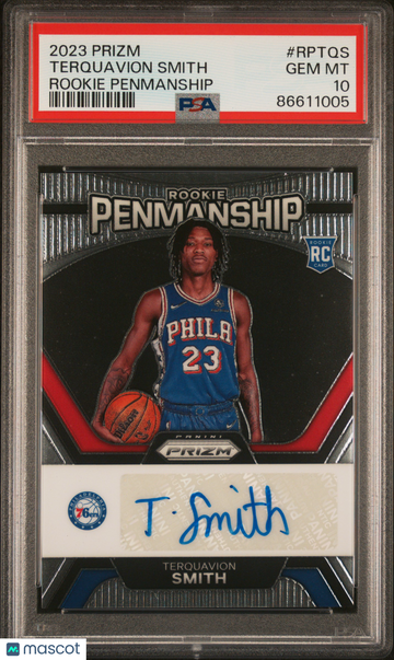 2023 Panini Prizm Rookie Penmanship Terquavion Smith #RPTQS Rookie PSA 10
