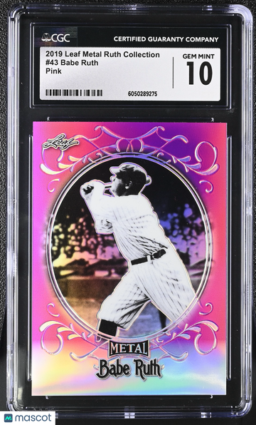 2019 Leaf Metal Ruth Collection Babe Ruth #43 Pink CGC 10