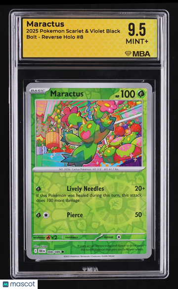 2025 Pokemon Scarlet & Violet Black Bolt Maractus Reverse Holo MBA 9.5 #8