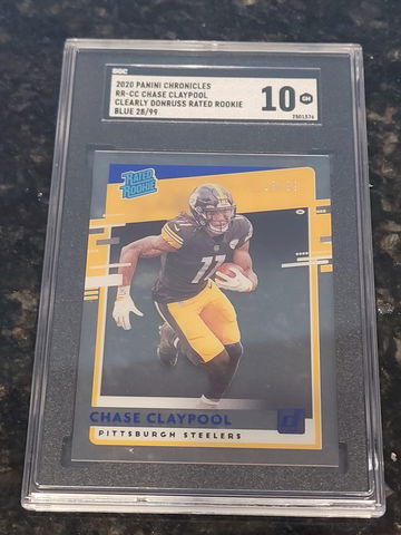 2020 Panini Chronicles Chase Claypool Clearly Donruss Blue #/99 SGC 10