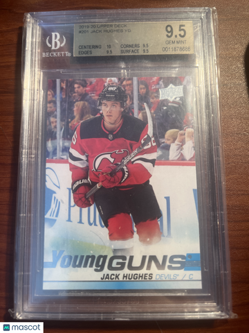 2019-20 Upper Deck Jack Hughes #201 Young Guns Rookie BGS 9.5