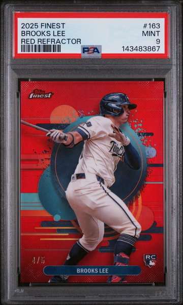 2025 Finest Red Refractor Brooks Lee #163 /5 PSA 9