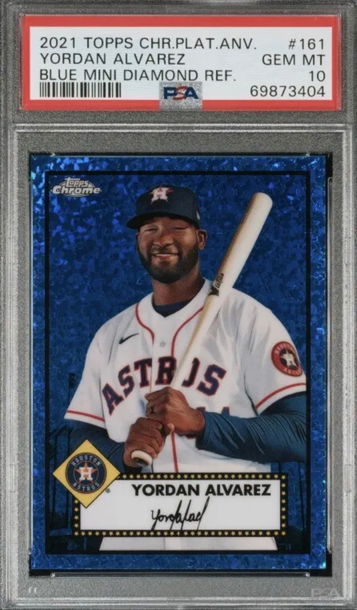 2021 topps chrome platinum anniversary Yordan Alvarez Blue  Diamond /199 Psa 10