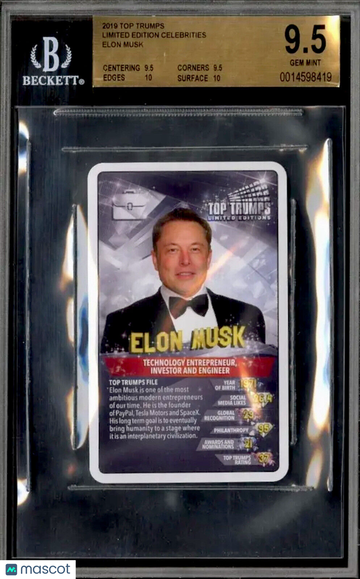 BGS 9.5 10 9.5 10 RC Elon Musk 2019 Top Trumps True Rookie Promo 0.5 to Pristine