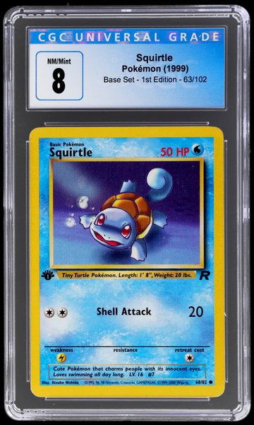 1999 Pokemon Base Set Squirtle 1st Edition CGC 8