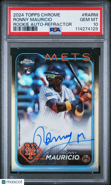 2024 Topps Chrome Rookie Autographs Ronny Mauricio #RARM Refractor PSA 10