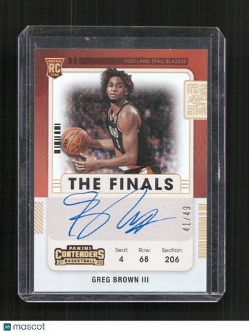 2021-22 Panini Contenders Greg Brown III #136 The Finals Ticket AU,SN