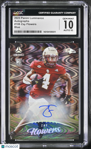 2023 Panini Luminance Zay Flowers #108 Blue Autographs CGC 10