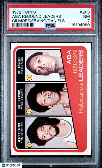 1972 Topps Aba Rebound Leaders #263 Gilmore Erving Daniels PSA 7