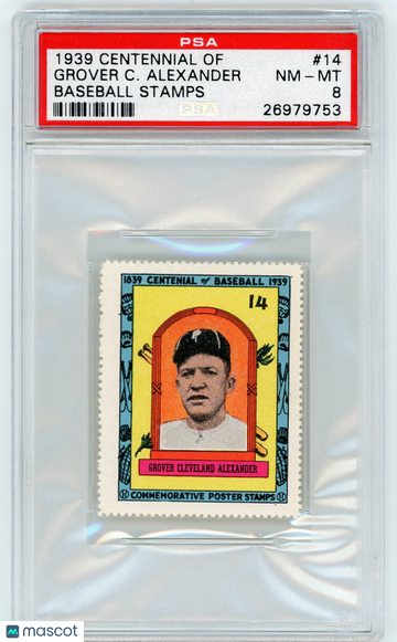 1939 Centennial Of Baseball Stamps Grover C. Alexander #14 PSA 8