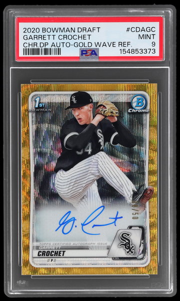 2020 Bowman Draft Garrett Crochet Chrome Autograph Gold Wave Refractor PSA 9 RC