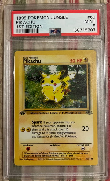 1999 Pokémon Jungle 1st Edition Pikachu #60 PSA 9