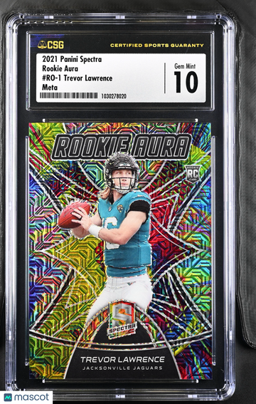 2021 Panini Spectra Trevor Lawrence #RO-1 Meta /25 Rookie Rookie Aura CGC 10