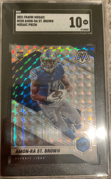 2021 Panini Mosaic Amon-Ra St. Brown Mosaic Prizm RC SGC 10