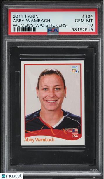 2011 Panini Women's World Cup Germany Stickers Abby Wambach #194 ROOKIE PSA 10