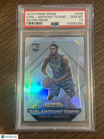 2015 Panini Prizm Karl-Anthony Towns #328 Silver Rookie RC PSA 10