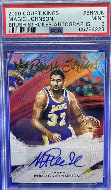 2020-21 Panini Court Kings Brush Strokes Magic Johnson HOF AUTO /75 PSA 9 Mint