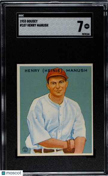 1933 Goudey Henry Manush #107 SGC 7