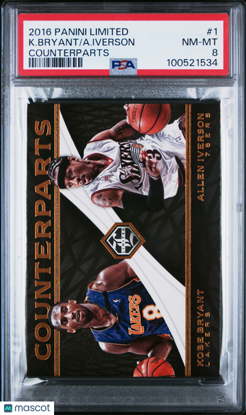 2016 Panini Limited Counterparts K. Bryant A. Iverson #1 PSA 8