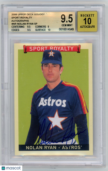 2008 Upper Deck Goudey Sport Royalty Autographs Nolan Ryan SP #NR BGS 9.5 Auto 10