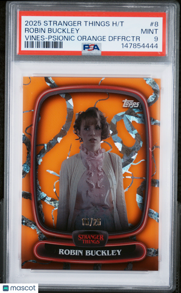 2025 Topps Stranger Things High Tek Robin Buckley #8 Vines Psionic Orange Dffrctr PSA 9