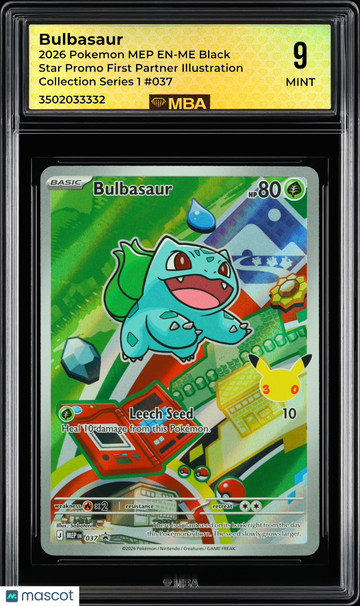 2026 Pokemon MEP EN-ME Black Star Promo Bulbasaur #037 First Partner Illustration Collection Series 1 MBA 9