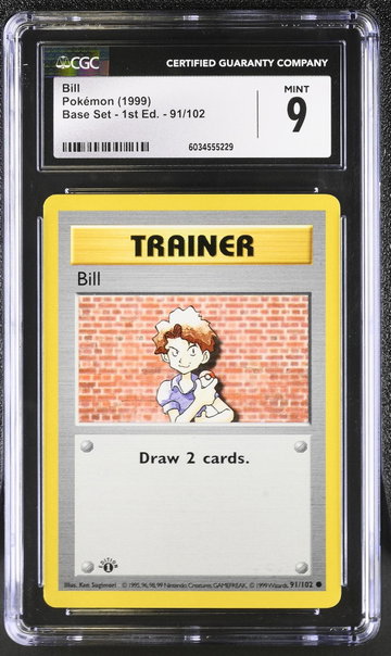 1999 Pokemon #91/102 Bill Base Set - 1st Ed. CGC 9