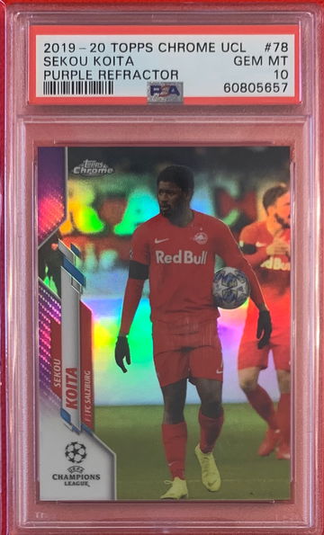 2019-20 Topps Chrome UEFA Sekou Koita Purple Refractor 211/250 PSA10 GEM