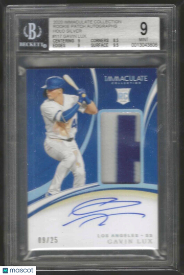 2020 Immaculate Collection Rookie Patch Autographs Holo Silver Gavin Lux #117 BGS 9 Auto 10