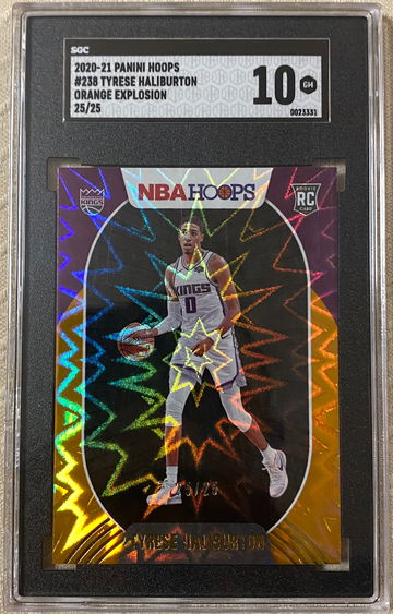 2020-21 Tyrese Haliburton Panini NBA Hoops Orange Explosion /25 SGC 10 Gem Mint Parallel Numbered Rookie Card RC #238