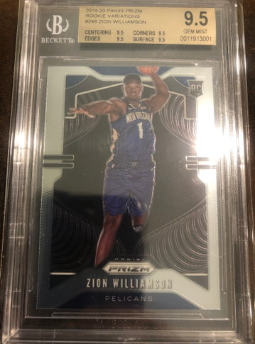 2019-20 Panini Prizm SP Rookie Variations ZION WILLIAMSON Rookie RC BGS 9.5 TRUE GEM
