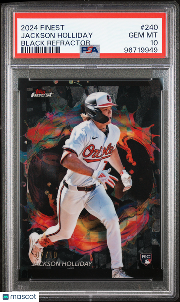 2024 Topps Finest Jackson Holliday #240 Black Refractor /10 PSA 10