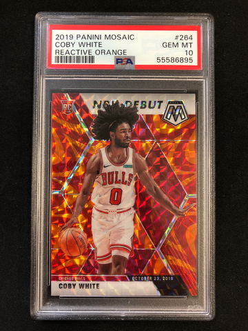2019 Panini Mosaic - Coby White - Rookie NBA Debut Reactive Orange Mosaic Prizm PSA 10