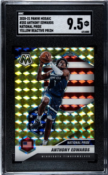 2020 Panini Mosaic Anthony Edwards Rookie RC National Pride Yellow Reactive Prizm SGC 9.5