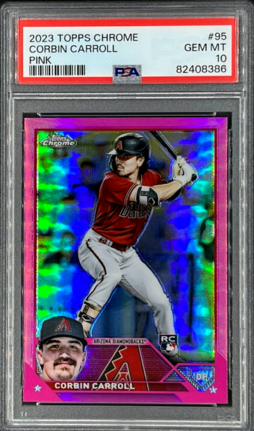 2023 Topps Chrome Pink Corbin Carroll PSA 10 Baseball Card #95 Rookie card