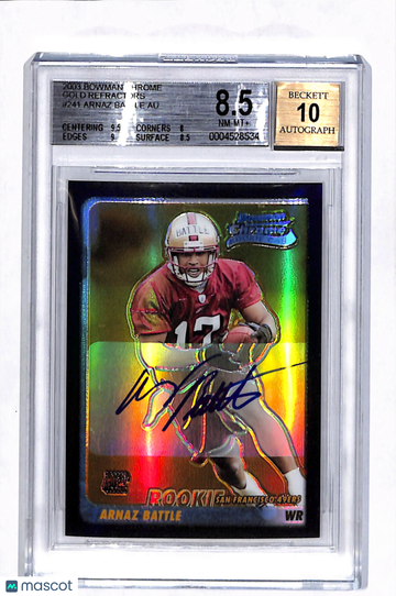 2003 Bowman Chrome Gold Refractors Arnaz Battle #241 BGS 8.5 Auto 10