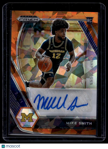 2021 Panini Prizm Draft Picks Mike Smith #DP-MSM Draft Picks Autographs Prizms Orange Ice AU