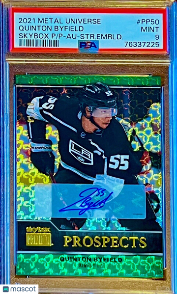 /10 POP 1 PSA 9 RC Quinton Byfield 2021 Metal Universe Rookie Auto Emerald Holo