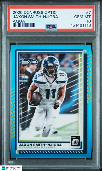 2025 Panini Donruss Optic Jaxon Smith-Njigba #7 Aqua PSA 10