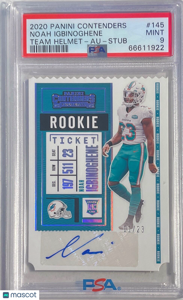 2020 Panini Contenders Noah Igbinoghene #145 Variation Autograph Stub PSA 9