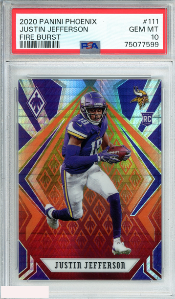 2020 PANINI PHOENIX JUSTIN JEFFERSON #111 FIRE BURST ROOKIE RC PSA 10 GEM MT