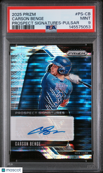 2025 Panini Prizm Prospect Signatures Carson Benge #PS-CB Pulsar PSA 9