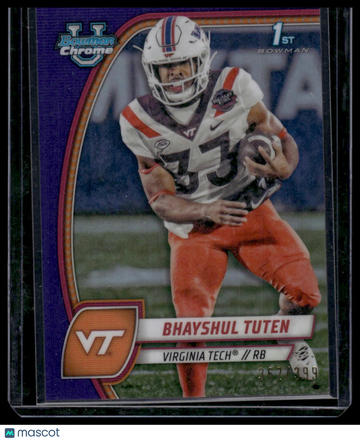 2024 Bowman University Chrome Bhayshul Tuten #21 Purple Refractor SN