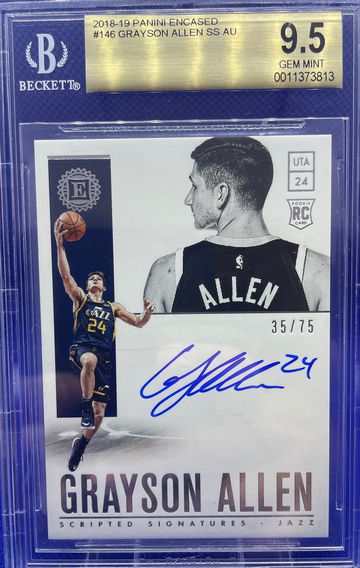 GRAYSON ALLEN 2018-19 PANINI ENCASED SCRIPTED AUTO /75 GEM MINT BGS 9.5 JAZZ SP
